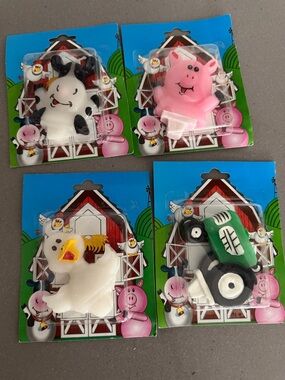 Farm Animal & Tractor  Set - White, Pink, Green, Black candles